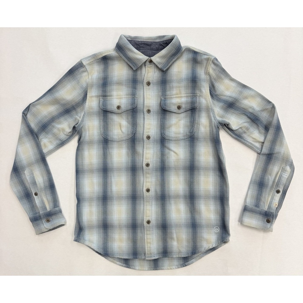 Outerknown Blanket shirt Plaid Organic Cotton Heavyweight Flannel Small blue
